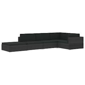 Dílčí rohové křeslo 1 ks s poduškami polyratan černé - obrázek 14
