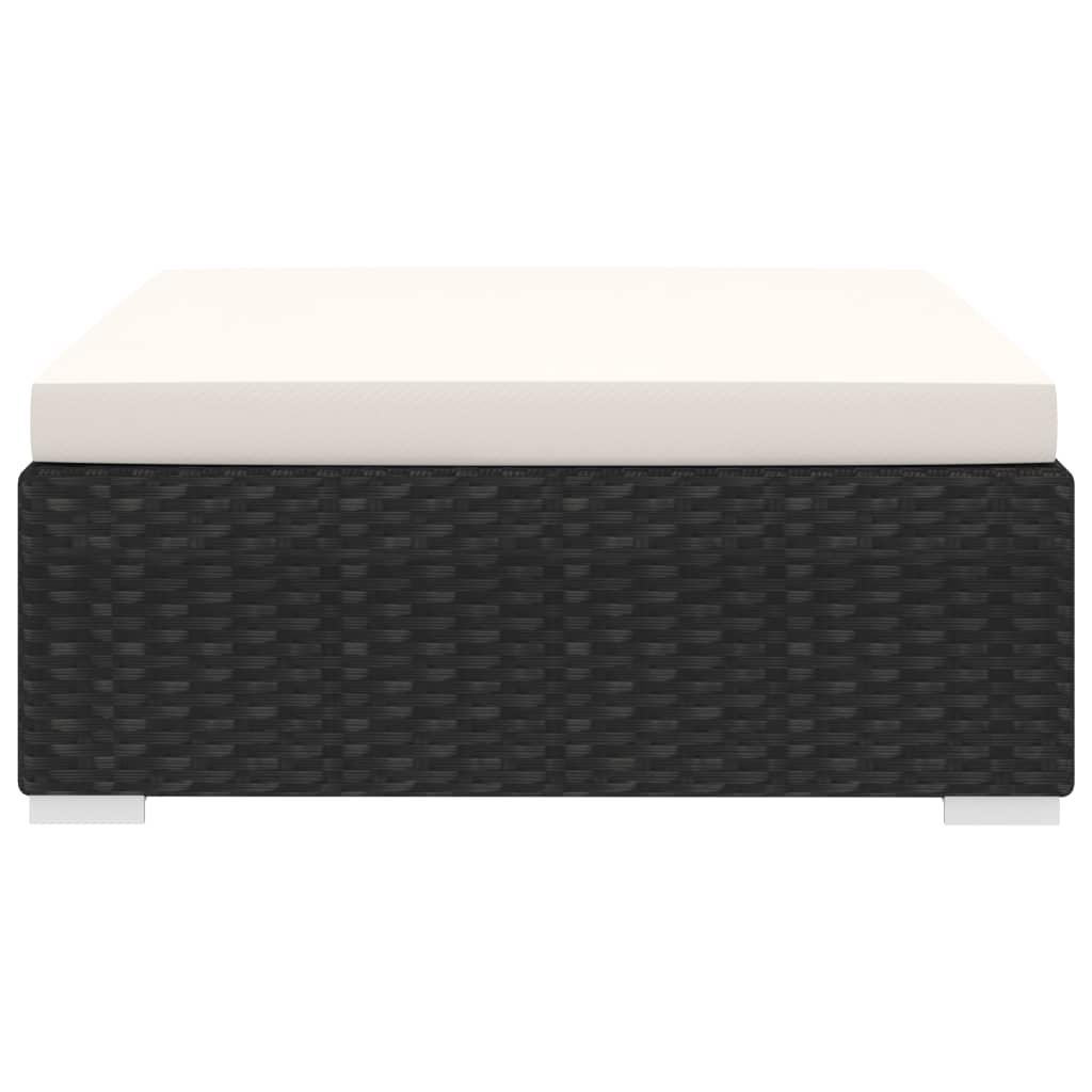 Thumbnail - vidaXL Modular-Fußhocker 1 Stk. + Auflagen Poly Rattan Schwarz