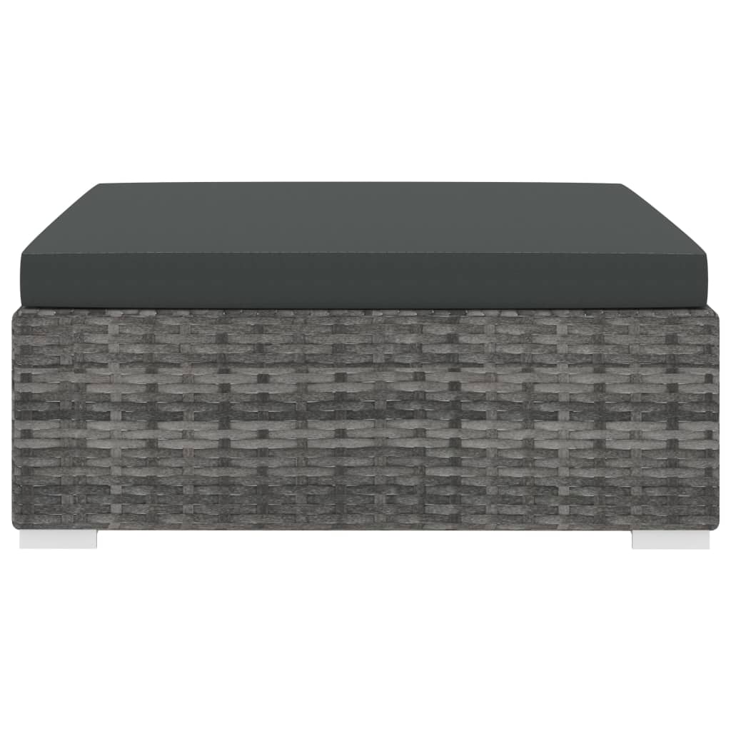 Thumbnail - vidaXL Modular-Fußhocker 1 Stk. + Auflagen Poly Rattan Grau