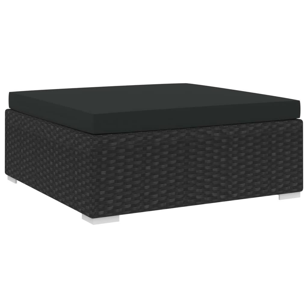 vidaXL Modular-Fußhocker 1 Stk. mit Kissen Poly-Rattan Schwarz