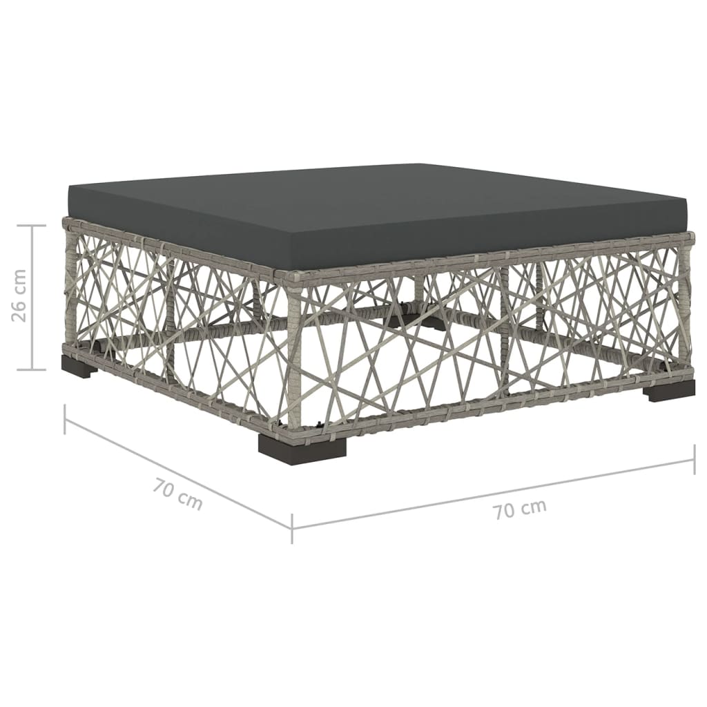 Set mobilier de grădină cu perne, 5 piese, gri, poliratan