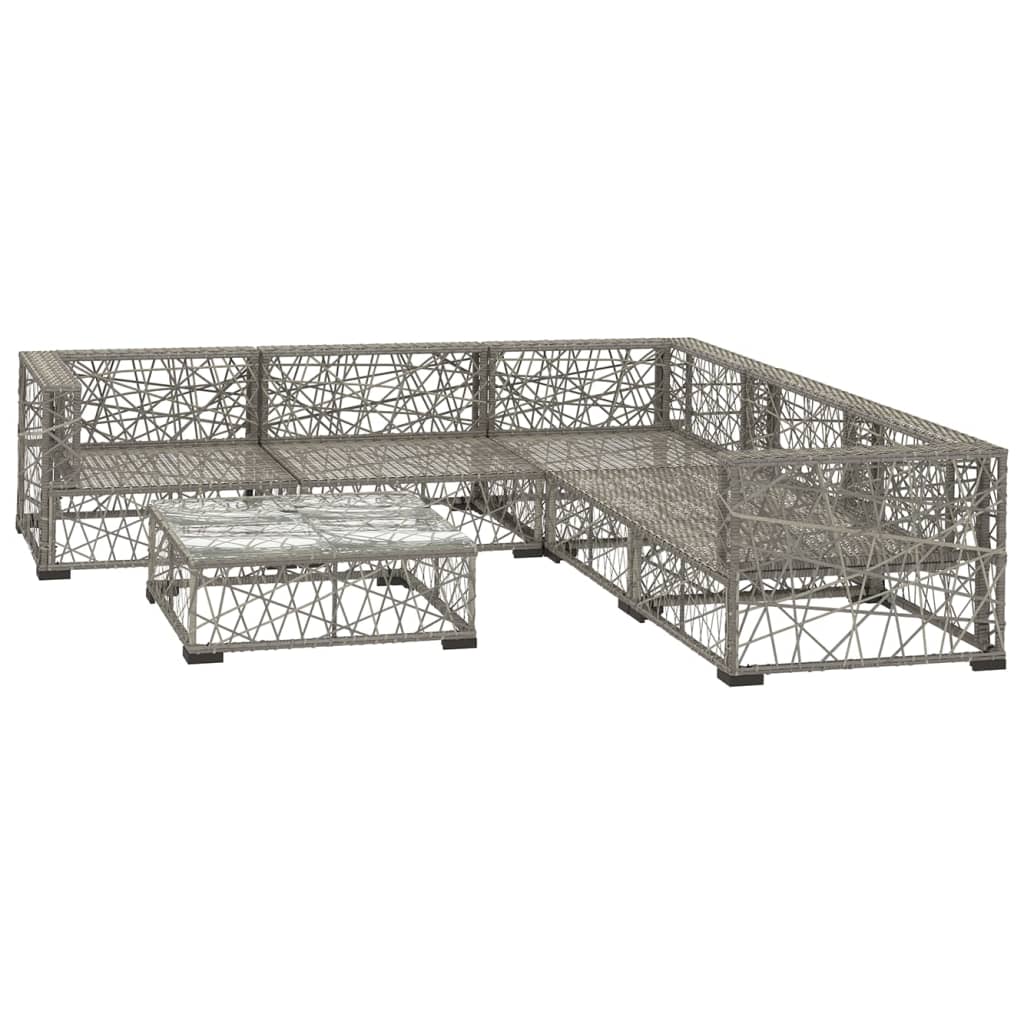 

vidaXL 6-delige Loungeset met kussens poly rattan grijs