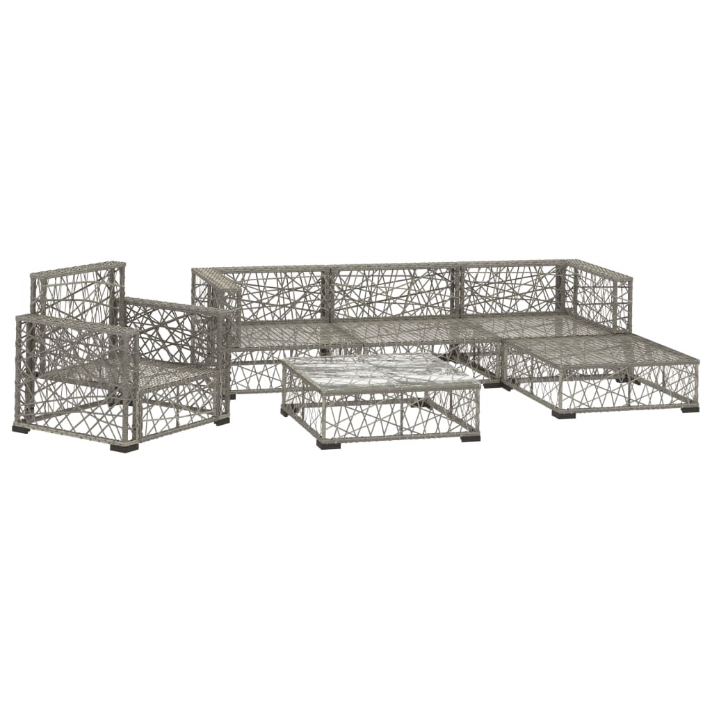 vidaXL 6-delige Loungeset met kussens poly rattan grijs afbeelding