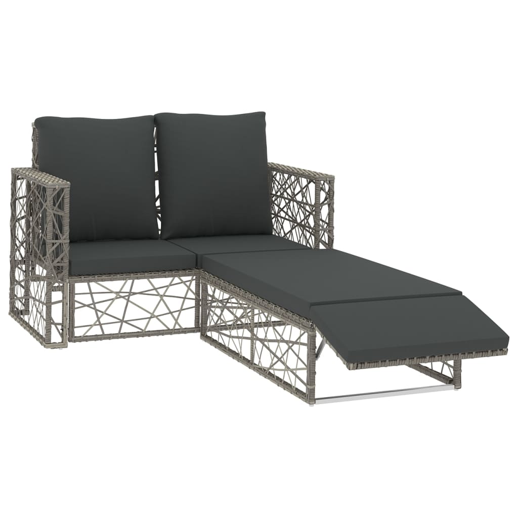 

vidaXL 2 Piece Patio Lounge Set with Cushions Poly Rattan Gray