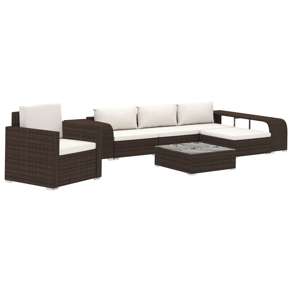 vidaXL 8-delige Loungeset met kussens poly rattan bruin