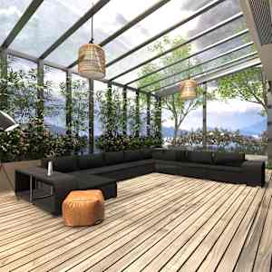 Vrtna sedežna garnitura z blazinami 11-delna poli ratan črna