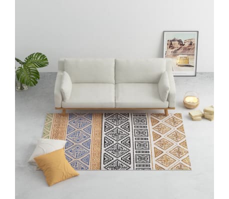 vidaXL Kilimas, įvairiaspalvis, 80x150cm, poliesteris, su ra&scaron;tais