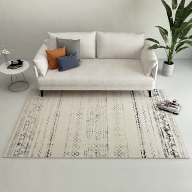 Vidaxl Teppich Bedruckt Beige 140x200 Cm Polyester Vidaxl De