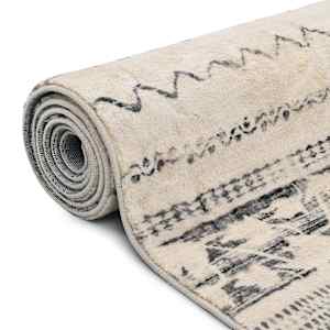 vidaXL Kilimas, smėlio spalvos, 160x230cm, poliesteris, su ra&scaron;tais