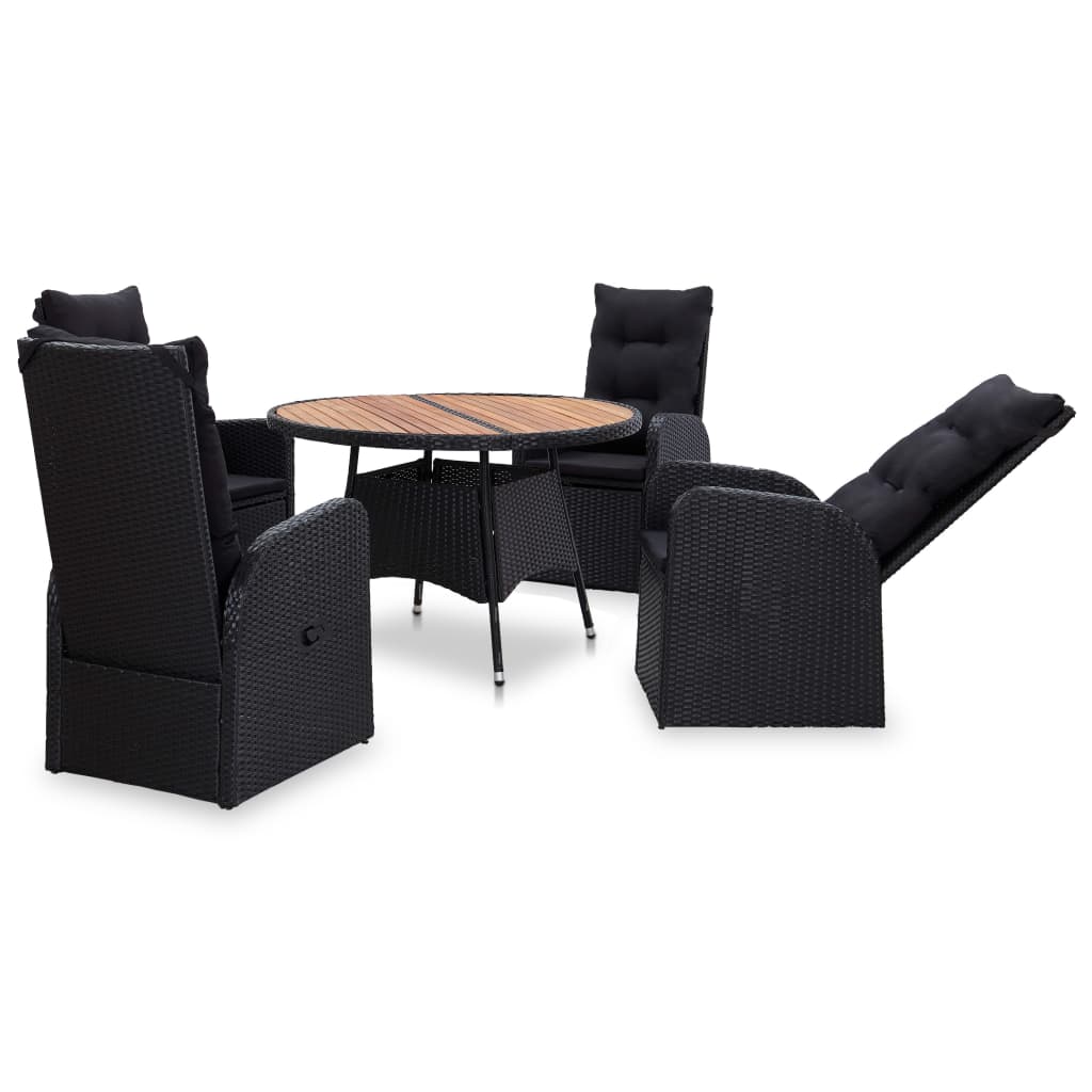 

vidaXL 5-delige Tuinset poly rattan acaciahout zwart