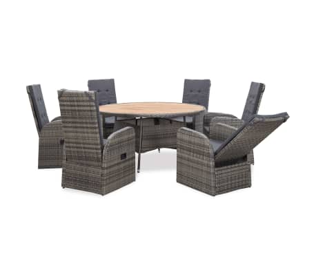 vidaXL 7-delige Tuinset poly rattan acaciahout grijs