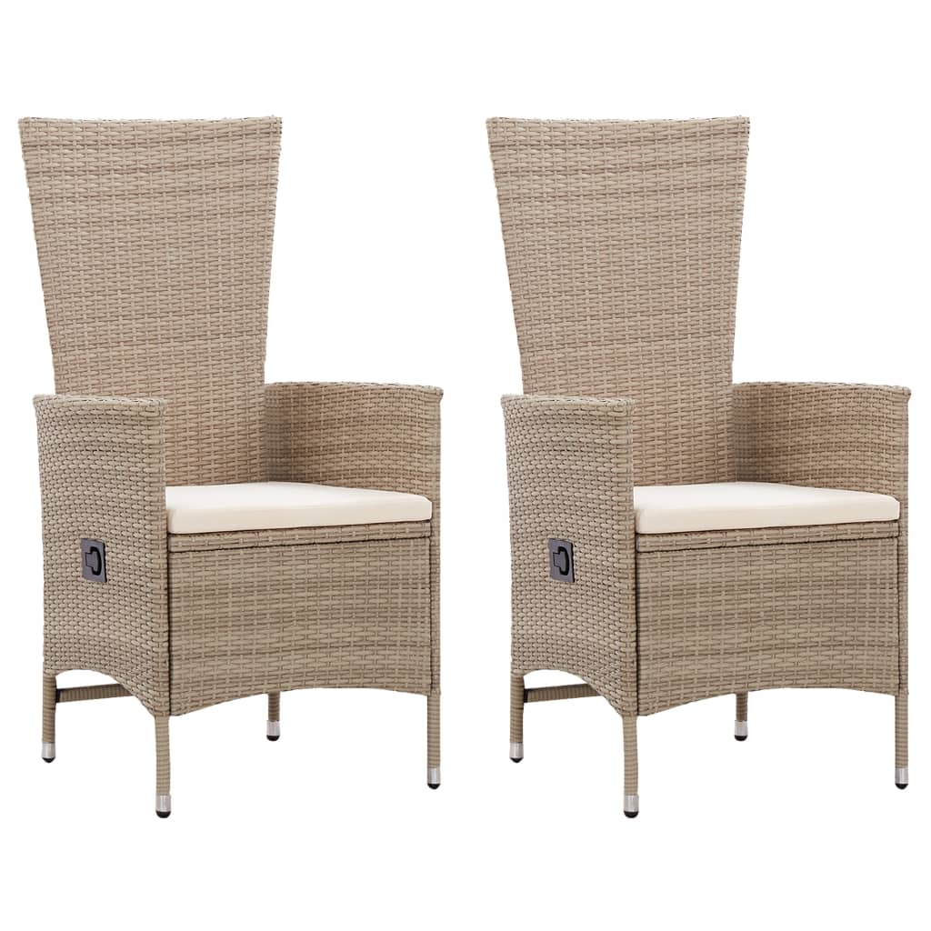Image of vidaXL Outdoor Chairs 2 pcs with Cushions Poly Rattan Beige