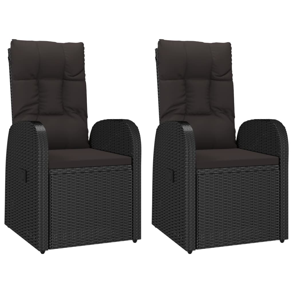 Thumbnail - vidaXL Garten-Liegestühle 2 Stk. mit Auflagen Poly Rattan Schwarz
