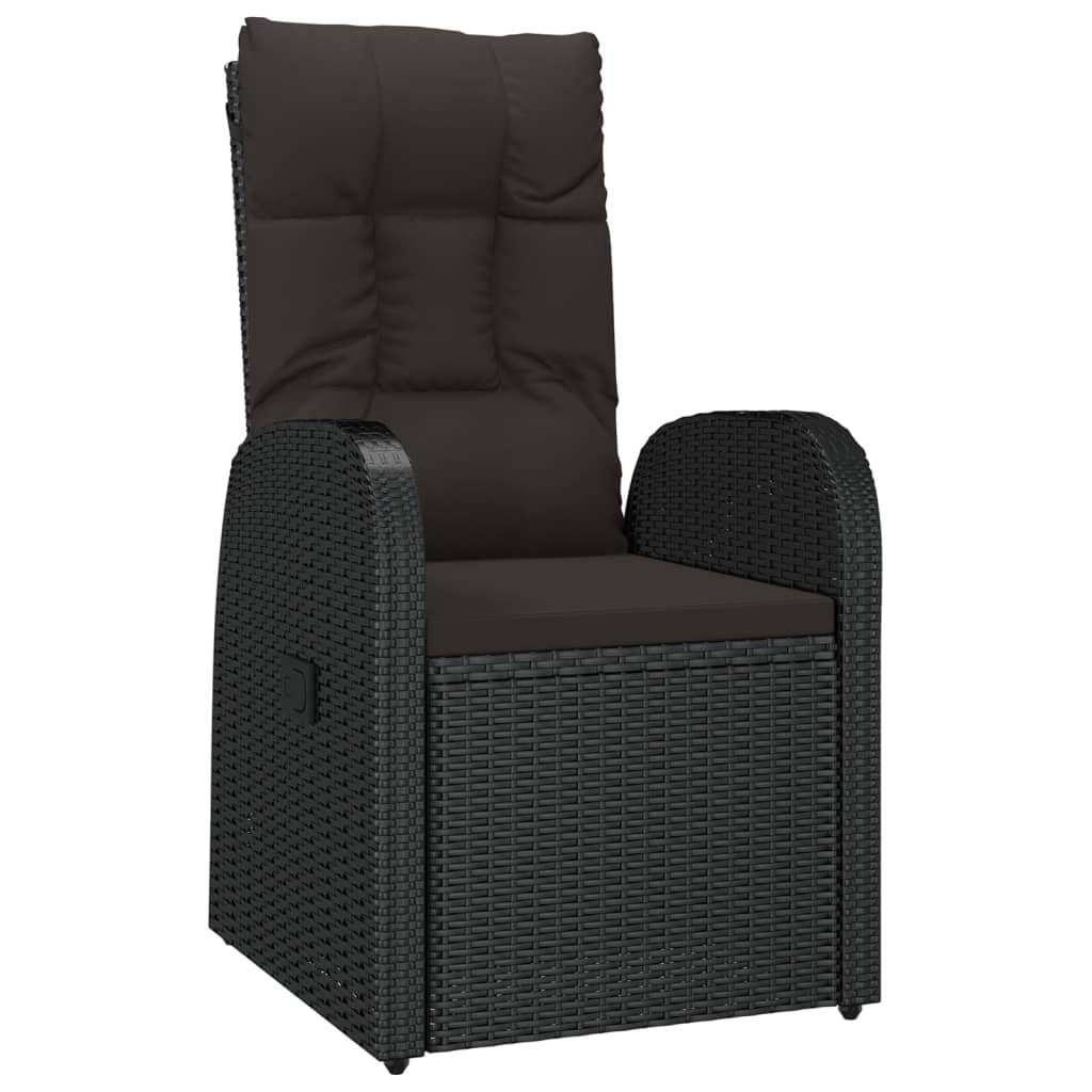 

vidaXL Tuinstoelen 2 st verstelbaar met kussens poly rattan zwart