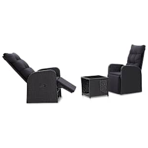 3dílný bistro set s poduškami polyratan černý - obrázek 1