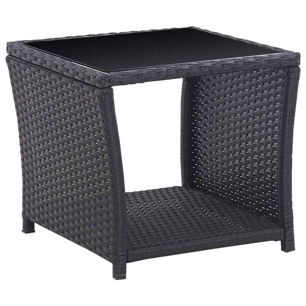 Vidaxl Set Mobilier De Bistro Cu Perne, 3 Piese, Negru, Poliratan