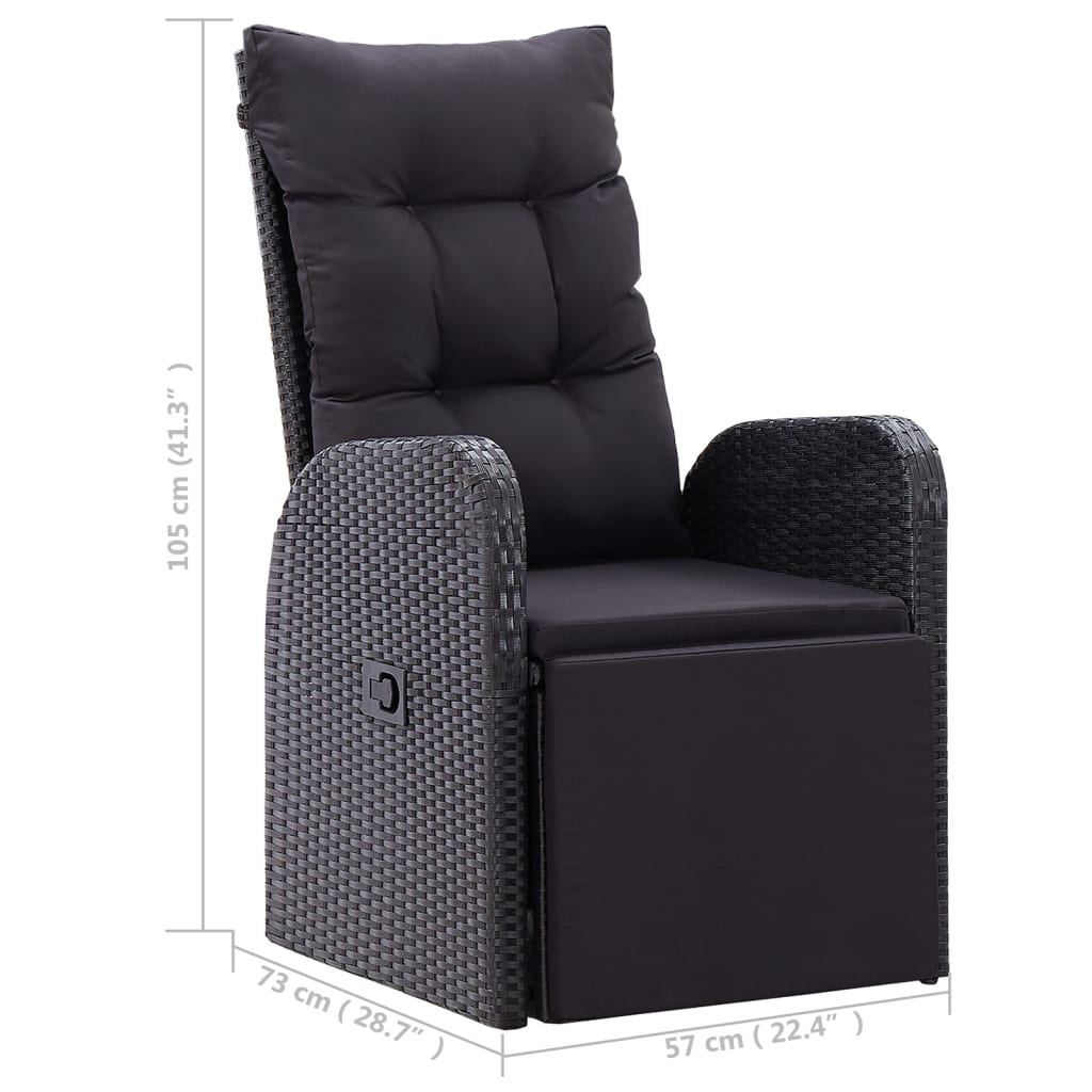3dílný bistro set s poduškami polyratan černý - obrázek 14