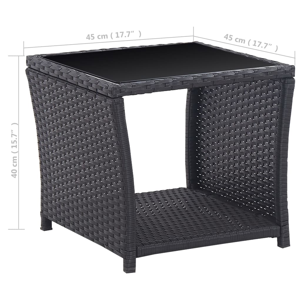 3dílný bistro set s poduškami polyratan černý - obrázek 15