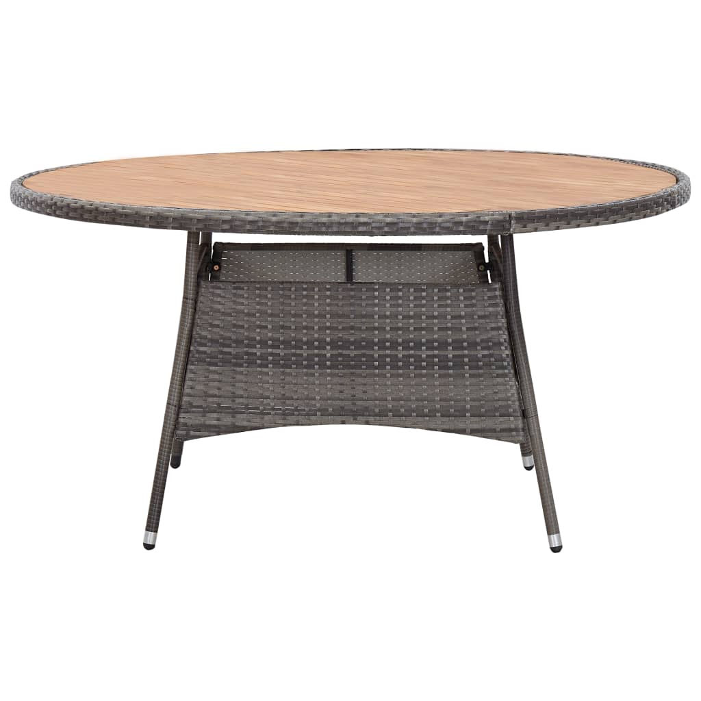 Zahradní stůl šedý 150 x 74 cm polyratan a akáciové dřevo