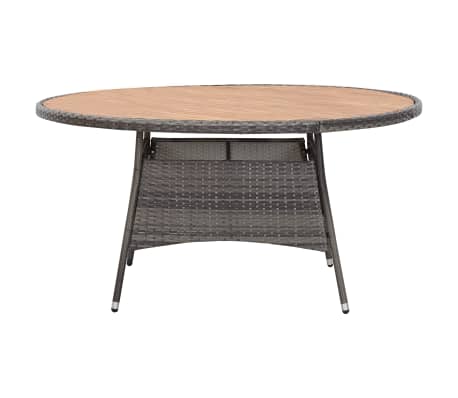 vidaXL Patio Table Gray 59.1"x29.1" Poly Rattan and Acacia Wood