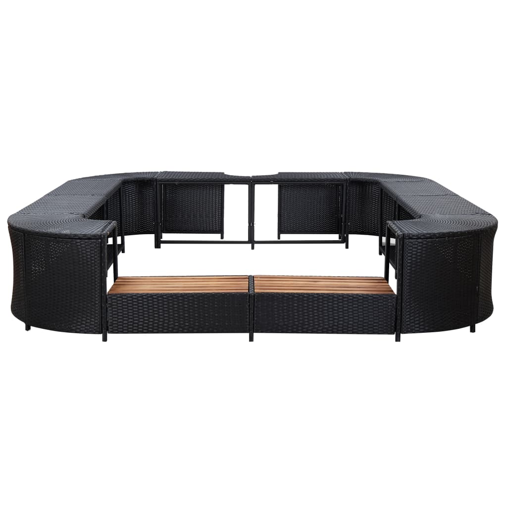 Mobilier împrejmuire spa negru 268x268x55 cm poliratan pătrat