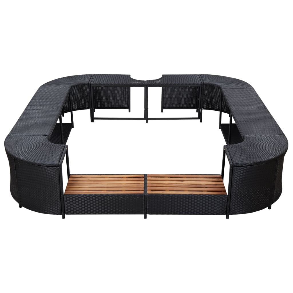 vidaXL Square Spa Surround Black 105.5"x105.5"x21.7" Poly Rattan