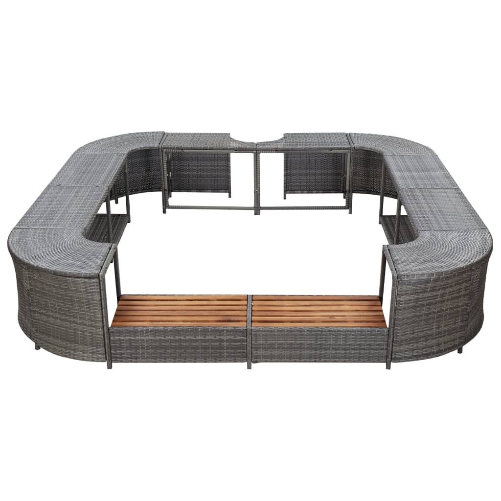 vidaXL Square Spa Surround Gray 105.5"x105.5" x 21.7" Poly Rattan