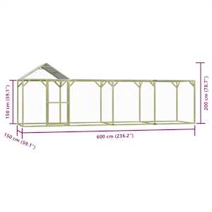 Klec pro kuřata 6 x 1,5 x 2 m impregnovaná borovice - obrázek 7