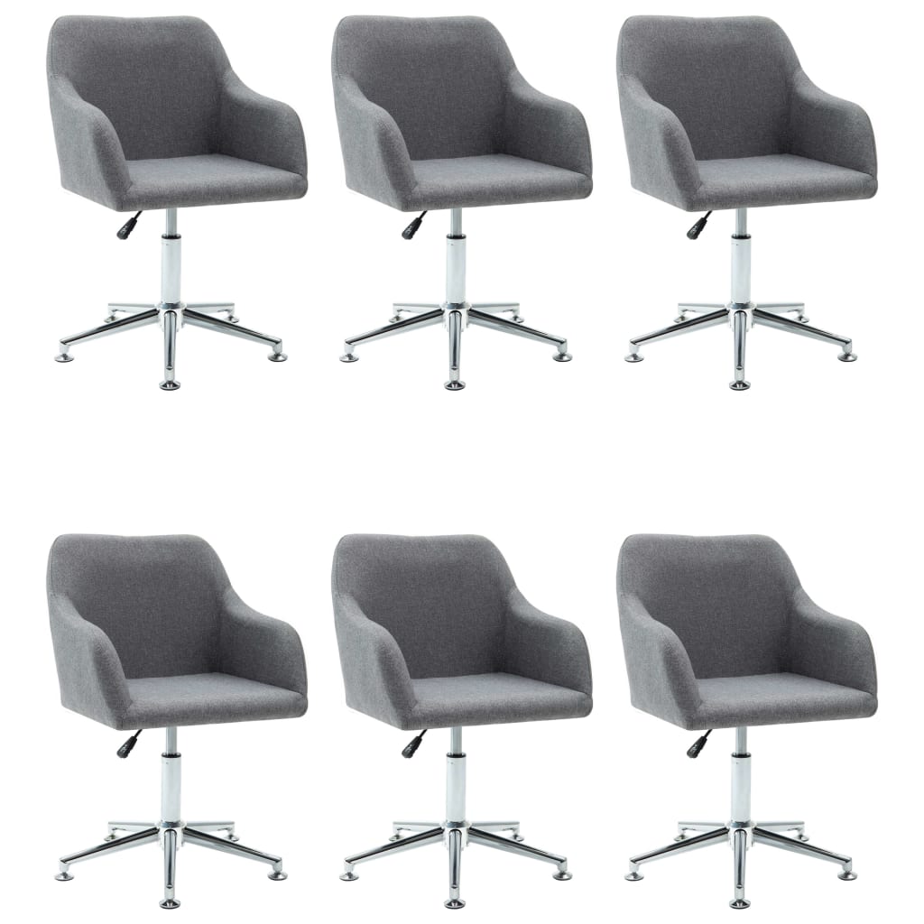 Image of vidaXL Swivel Dining Chairs 6 pcs Light Grey Fabric