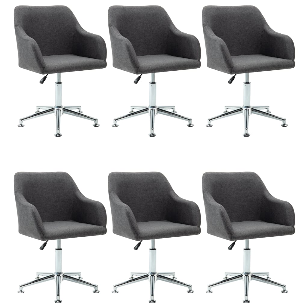 VidaXL Chaises Pivotantes à Manger Lot De 6 Gris Foncé Tissu