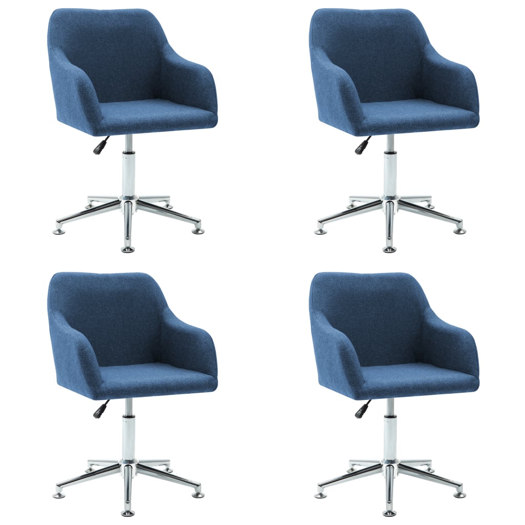 Image of vidaXL Swivel Dining Chairs 4 pcs Blue Fabric