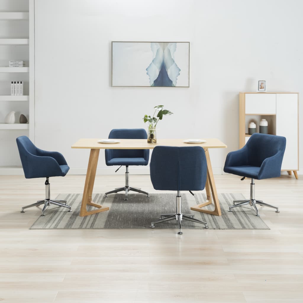 vidaXL Scaune de sufragerie pivotante, 4 buc., albastru, textil vidaXL imagine noua 2022