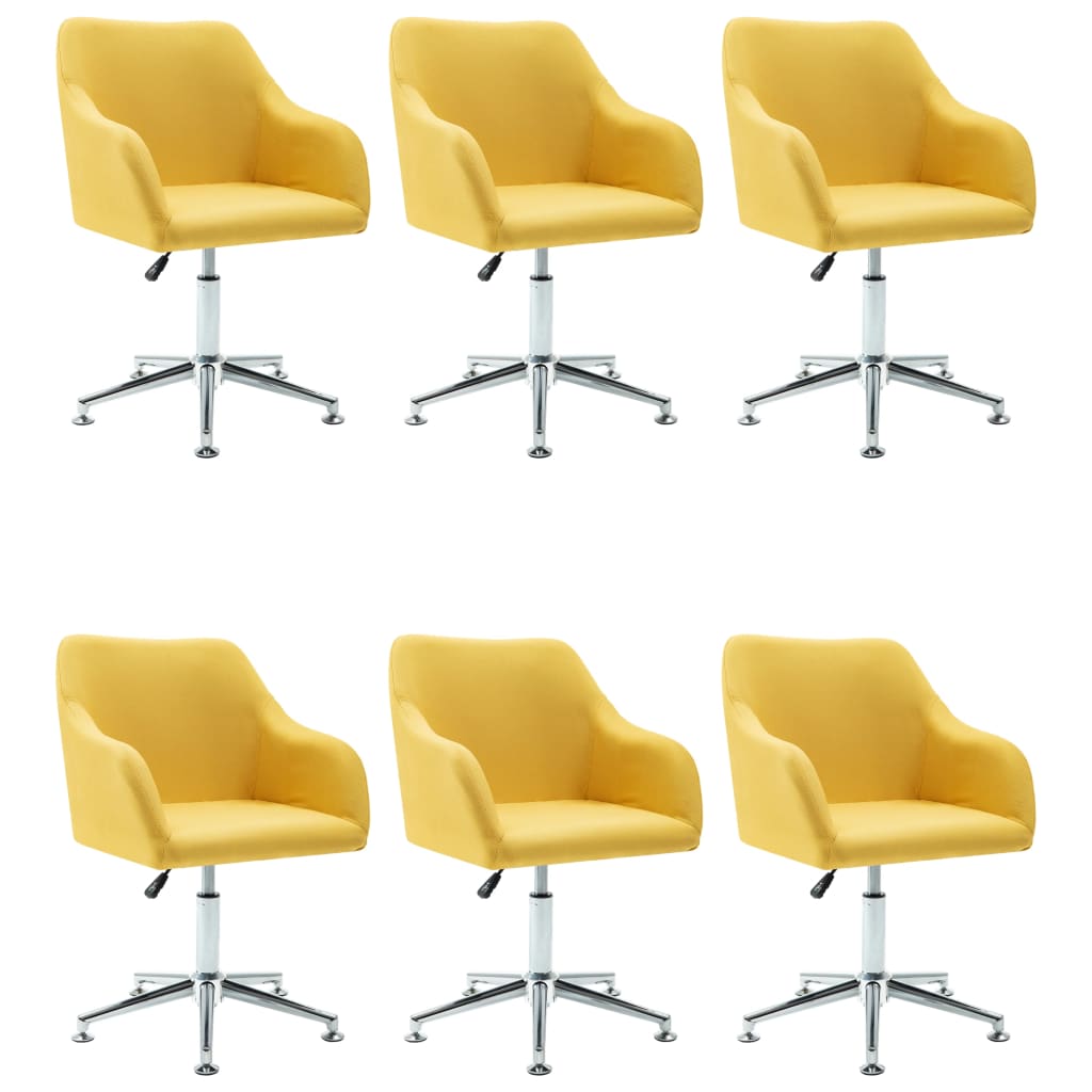 Image of vidaXL Swivel Dining Chairs 6 pcs Yellow Fabric