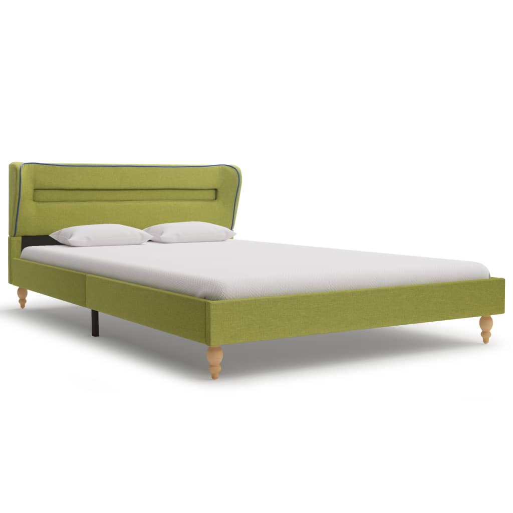 

vidaXL Bed met LED en traagschuim matras stof groen 140x200 cm