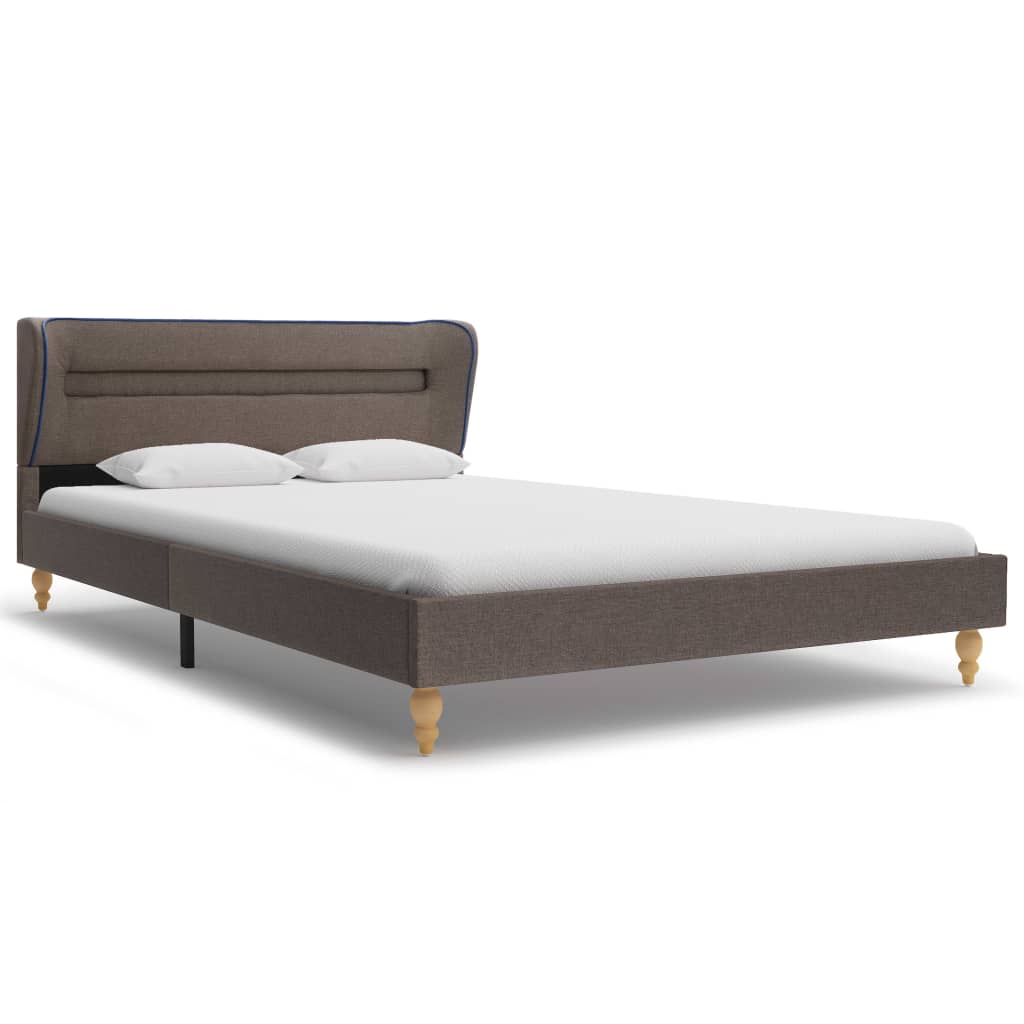 

vidaXL Bed met LED en traagschuim matras stof taupe 140x200 cm