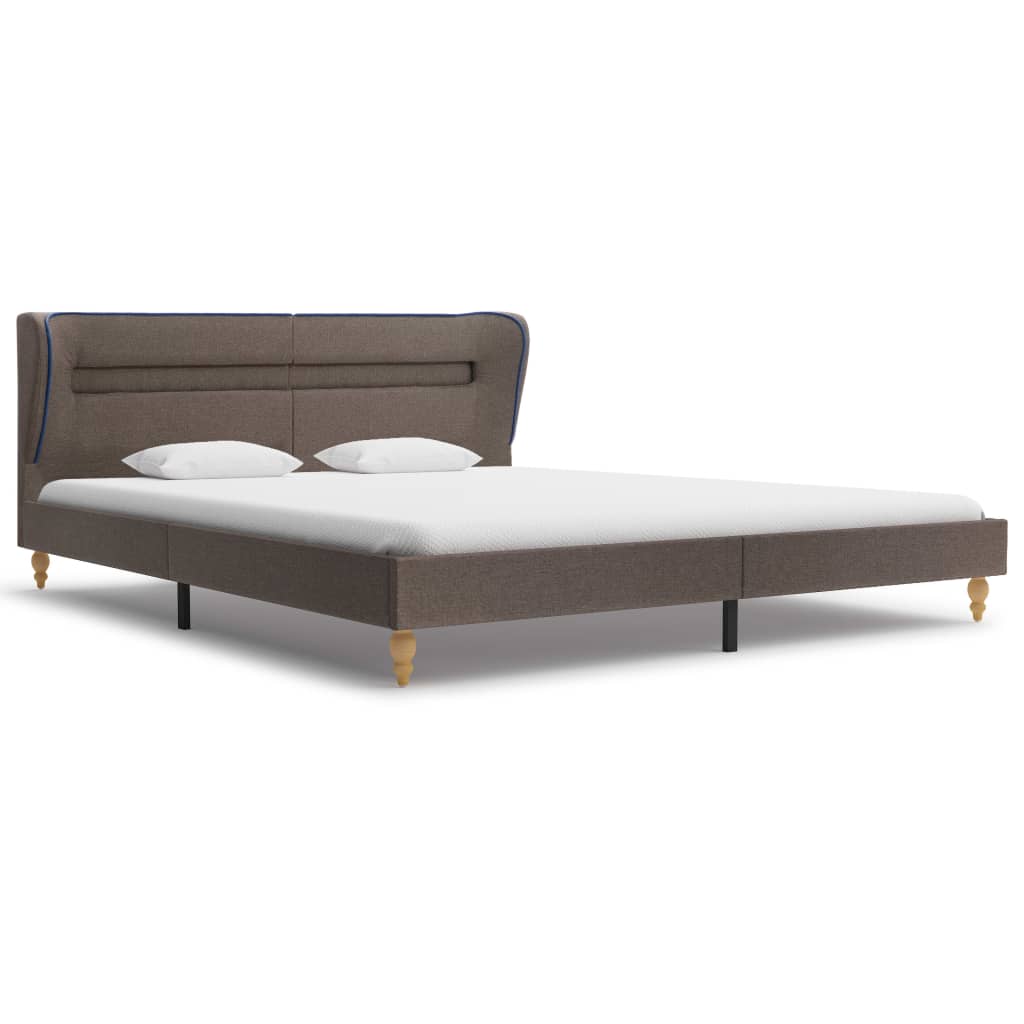 

vidaXL Bed met LED en traagschuim matras stof taupe 180x200 cm