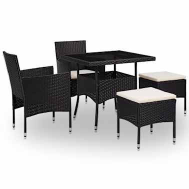 Vidaxl 5 Tlg Garten Essgruppe Schwarz Poly Rattan Und Glas Im Vidaxl Trendshop Vidaxl Ch