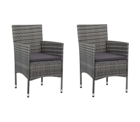 vidaXL Chaises de salle à manger de jardin 2 pcs Résine tressée Gris-picture