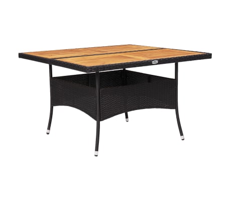 vidaXL Lauko baldų komplektas, 9 dalių, juodas, ratanas ir akacija