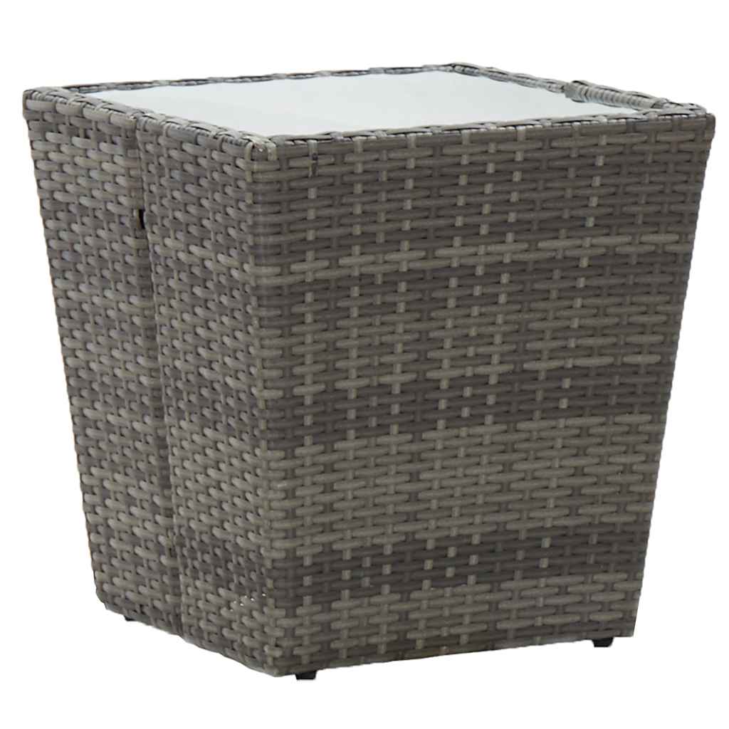 vidaXL Tebord gr&aring; 41,5x41,5x43 cm konstrotting och h&auml;rdat glas