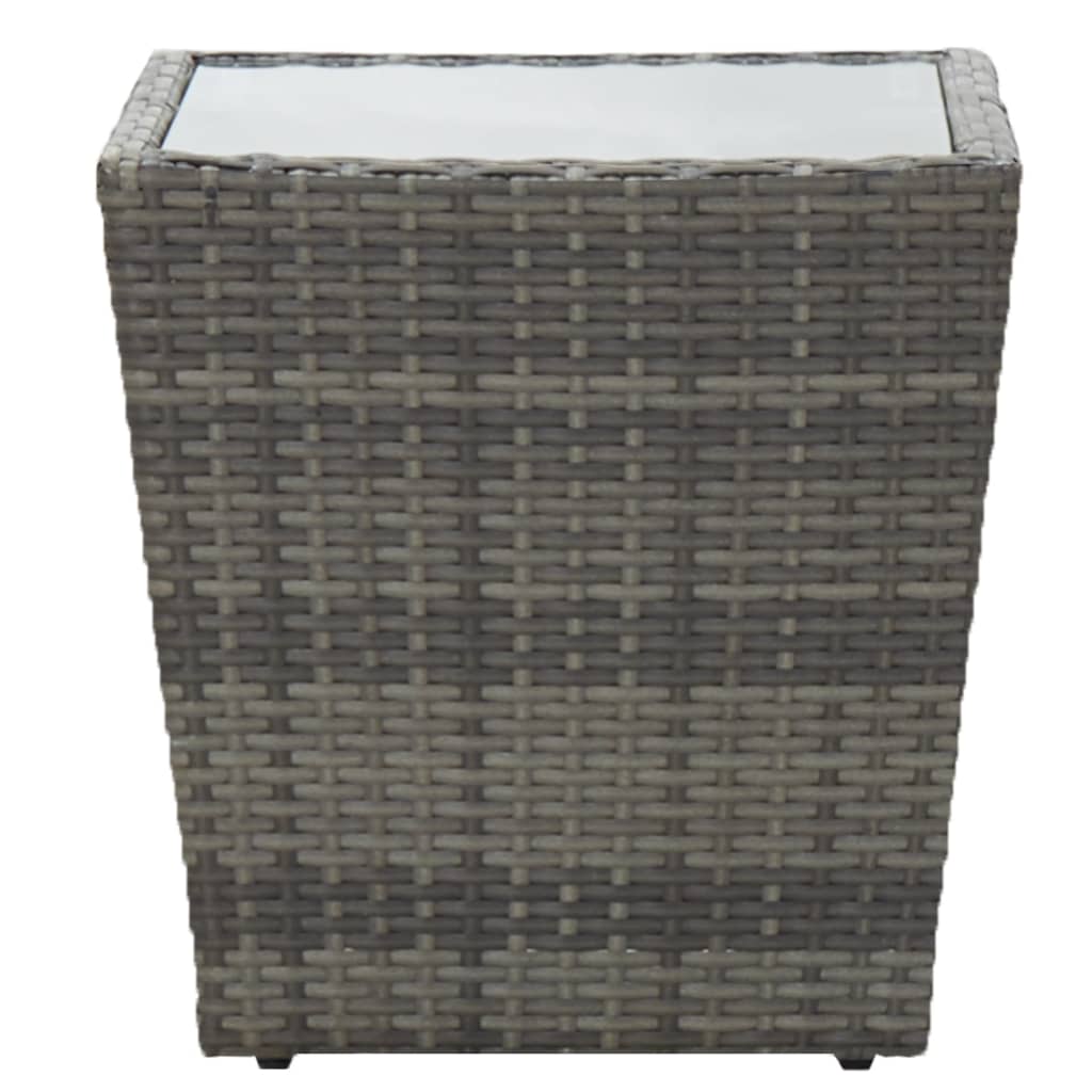 vidaXL szürke polyrattan és edzett üveg teázóasztal 41,5x41,5x43 cm