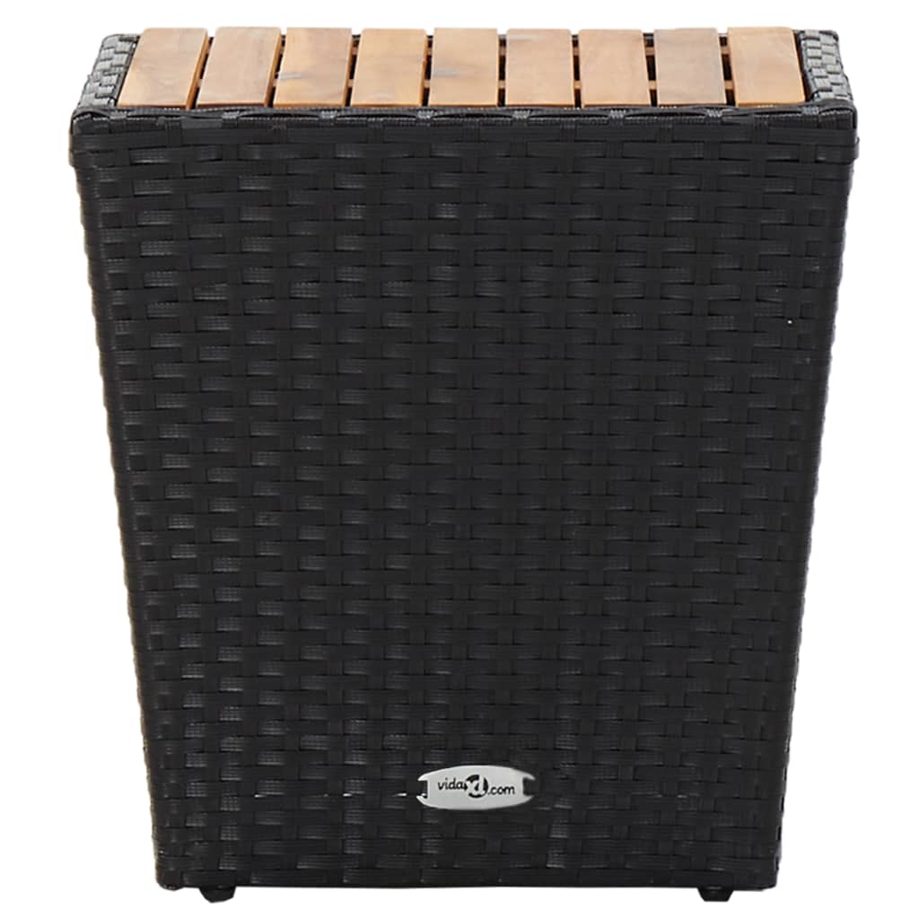 vidaXL Theetafel 41,5x41,5x43 cm poly rattan massief acaciahout zwart afbeelding