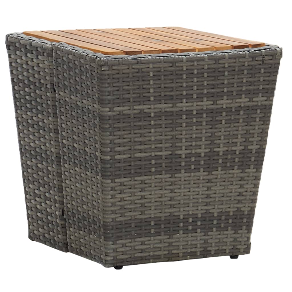 Thumbnail - vidaXL Beistelltisch Grau 41,5×41,5×43 cm Poly Rattan & Massivholz