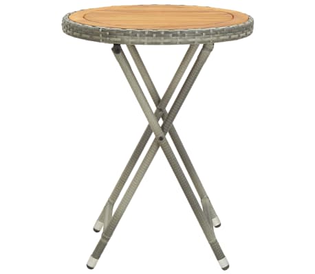 vidaXL Čajna mizica siva 60 cm poli ratan in trden akacijev les