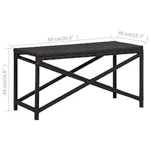 Zahradní lavice 80 cm polyratan černá - obrázek 5