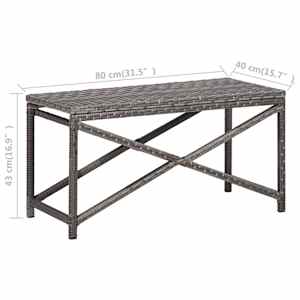 Zahradní lavice 80 cm polyratan šedá - obrázek 5