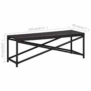 Zahradní lavice 120 cm polyratan černá - obrázek 5
