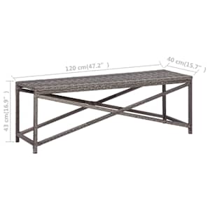 Zahradní lavice 120 cm polyratan šedá - obrázek 5