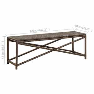 Zahradní lavice 120 cm polyratan hnědá - obrázek 6