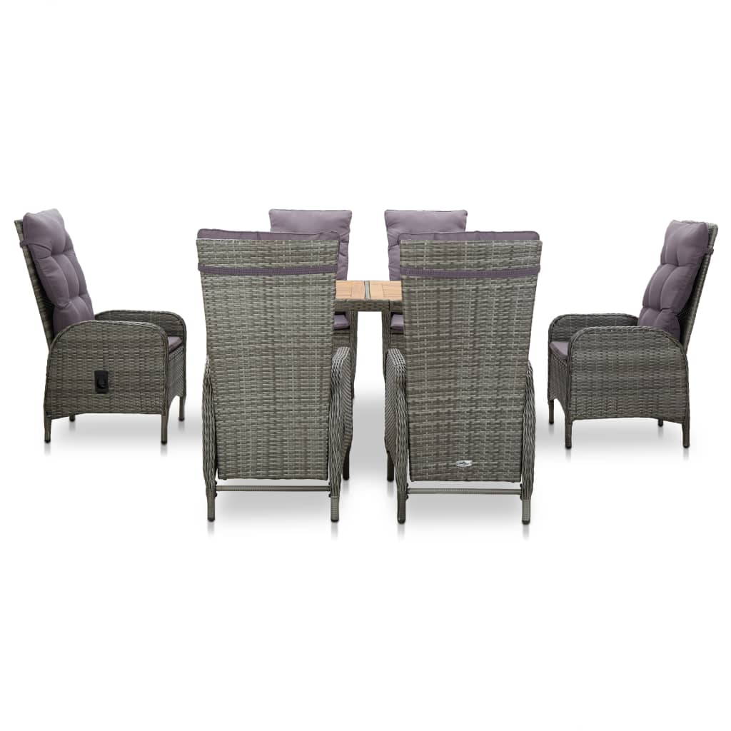 

vidaXL 7-delige Tuinset poly rattan en acaciahout grijs